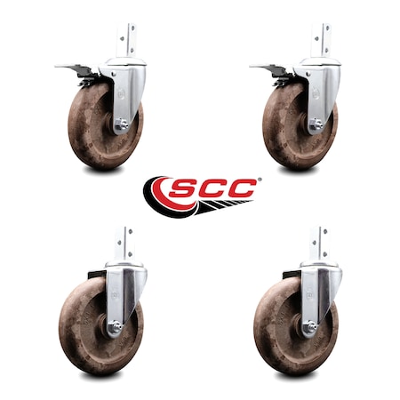 Service Caster 5 Inch High Temp Glass Filled Nylon 7/8 Inch Stem Caster Total Lock Brakes, 2PK SCC-SQTTL20S514-GFNSHT-78-2-S-2